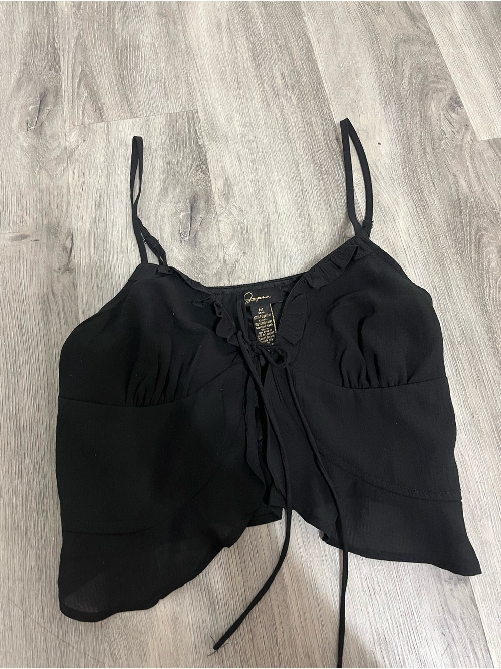 Tie-Front Black Spaghetti Strap Cami